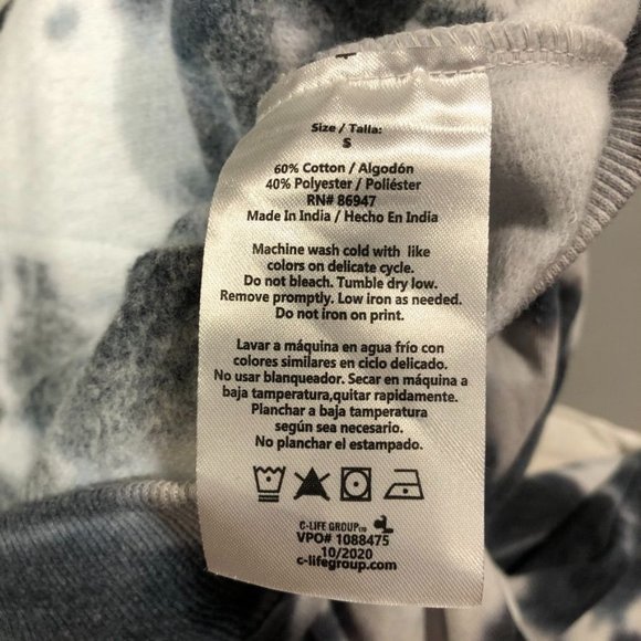 Power Rangers Acid Bleach Dye Sweater Hoodie Small Cotton Gray Unisex Mens Women - Picture 4 of 4